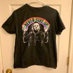 Halloween Never Give Up Black T Shirt Women’s Size Medium